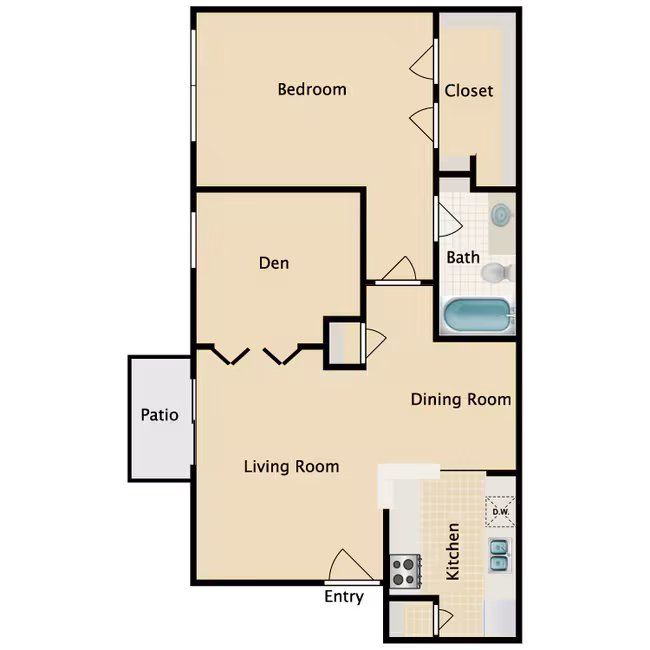 2 Beds • 1 Bath 2507 floor plan